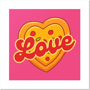 Love Pizza Heart Retro Valentine Posters and Art